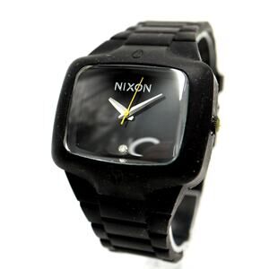 Nixon The Rubber Player Mens Black Stealth 45mm Watch Diamond w New Battery